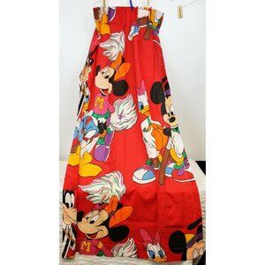 2 VTG 80s Disney Sports Theme Mickey Minnie Daisy Donald Red Curtain Panel Pleat